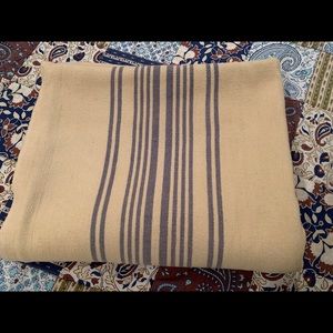 Vintage Wool Blanket Cream w/Blue Stripe